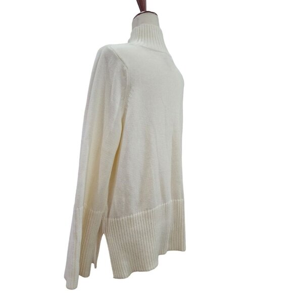 Free Assembly Womens Cotton Ribbed Turtleneck Oversize Ivory Sweater Size M - Picture 4 of 13